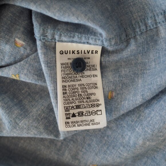 Quiksilver Men's Spaced Out Retro Light Blue Patterned Shirt Sz Regular Fit M - Picture 14 of 14